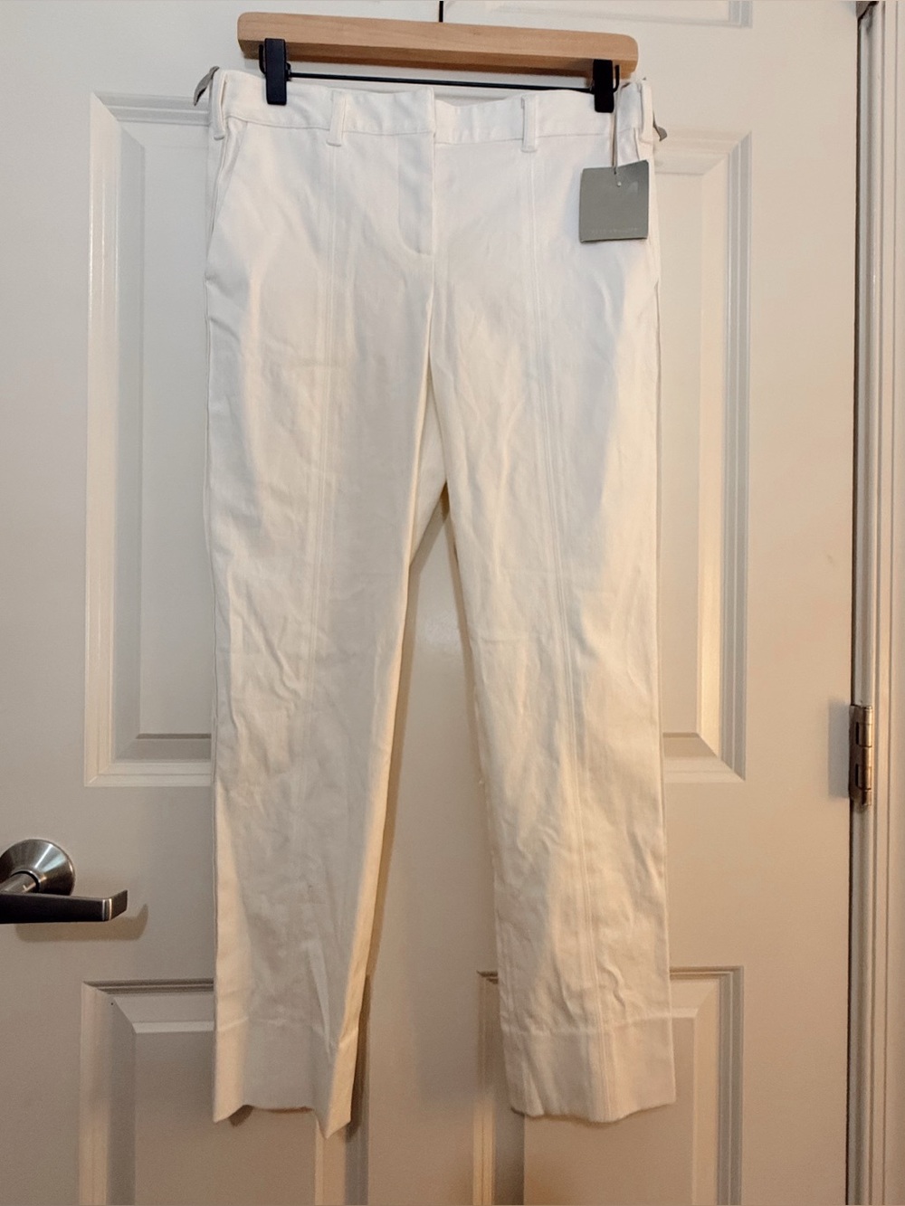 Crisp White Straight-Leg Pants NWT Cotton Blend Women’s 4 Business Casual Summer